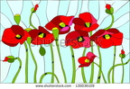 stock-vector-composition-with-poppies-poppies-flowers-angels-stained-glass-window-130036109