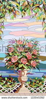 stock-vector-stained-glass-window-a-bouquet-of-roses-in-a-vase-122045392